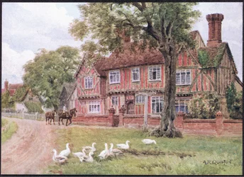 Gospodarstwo, Brent Eleigh, Suffolk, z publikacji The Cottages and the Village Life of Rural England, wydanej przez Dent & Sons Limited, 1912